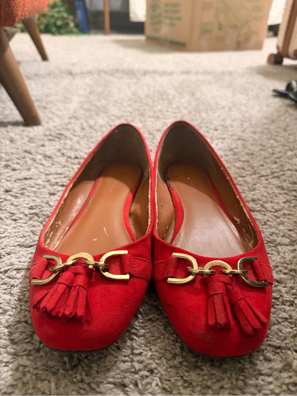 Banana Republic Red Tassel Chain Loafers - Women